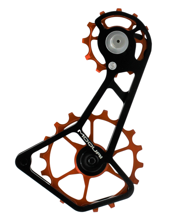 MOQUAI Schaltkäfig Ceramic 12/18Z für 11-/12-fach Shimano 8000/9000er Serie schwarz/orange