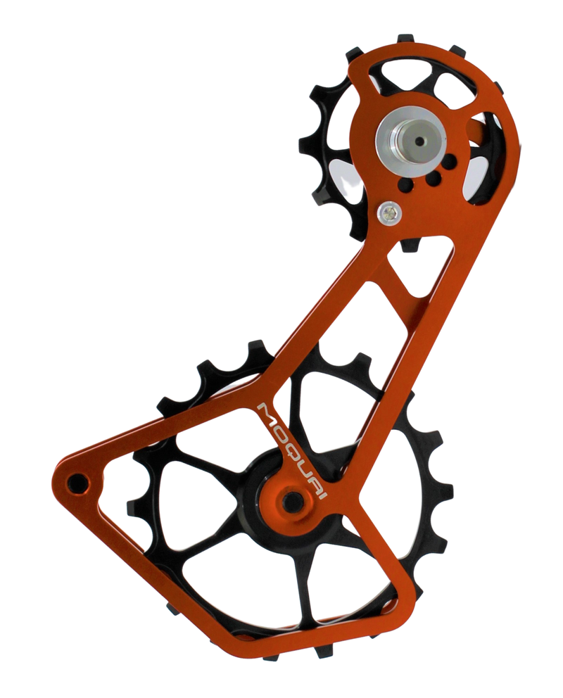 MOQUAI Schaltkäfig Ceramic 12/18Z für 11-/12-fach Shimano 8000/9000er Serie orange/schwarz