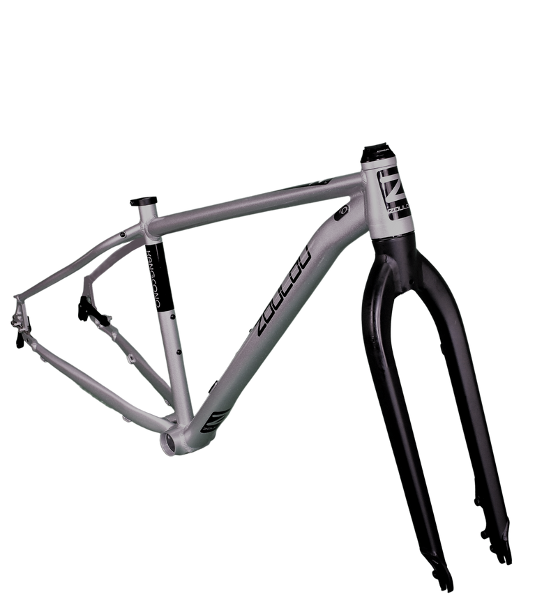 KANGCONO MTB-SUV Rahmen silber Dekor schwarz inkl. Gabel für Schnellsp.